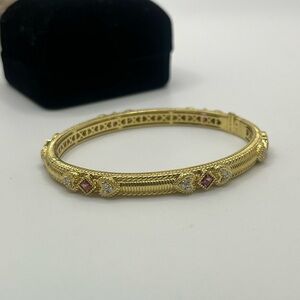 Judith Ripka 18K Yellow Gold Diamond Bangle Bracelet